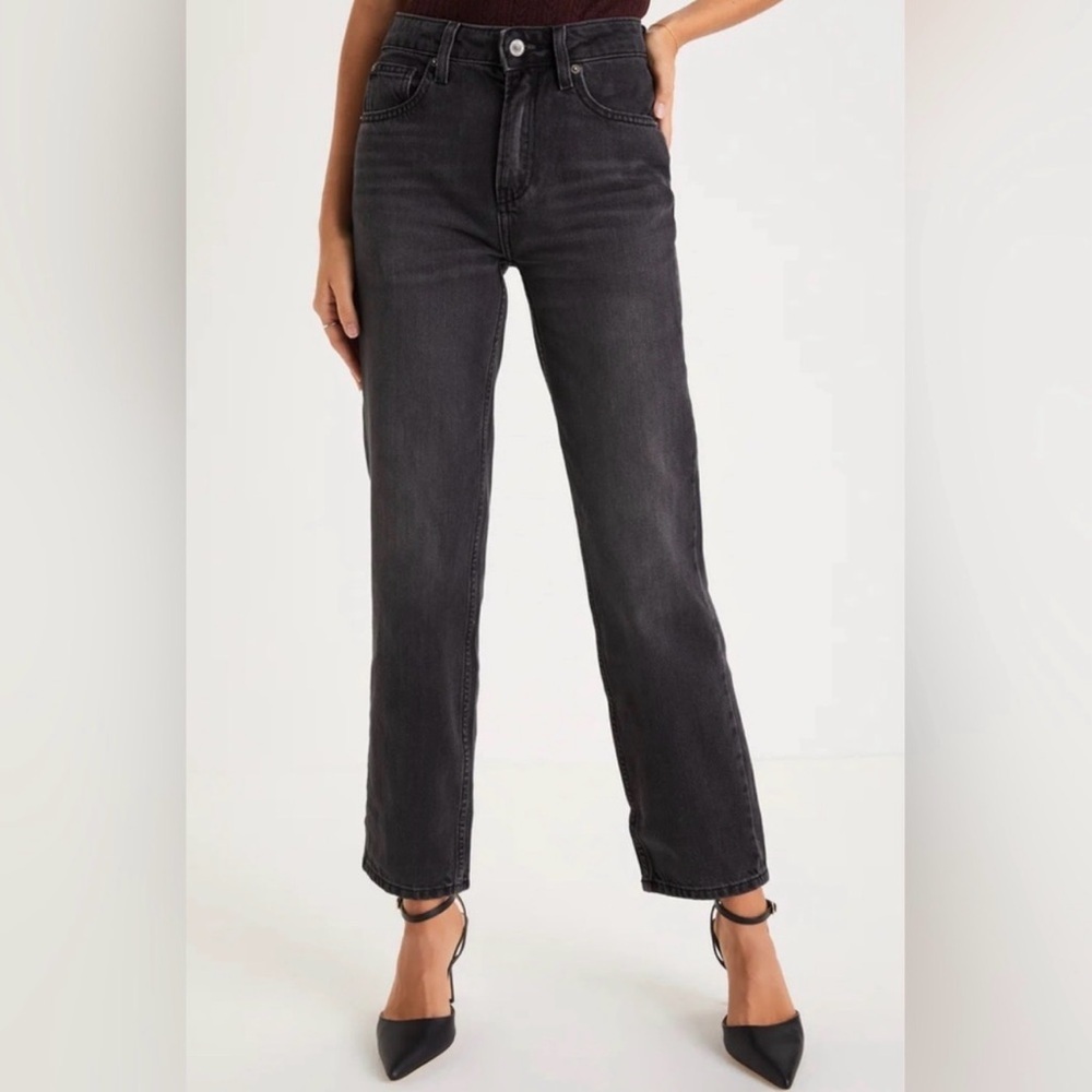 Free People Women’s Risk Taker High Rise Straight Black Jeans, size 28